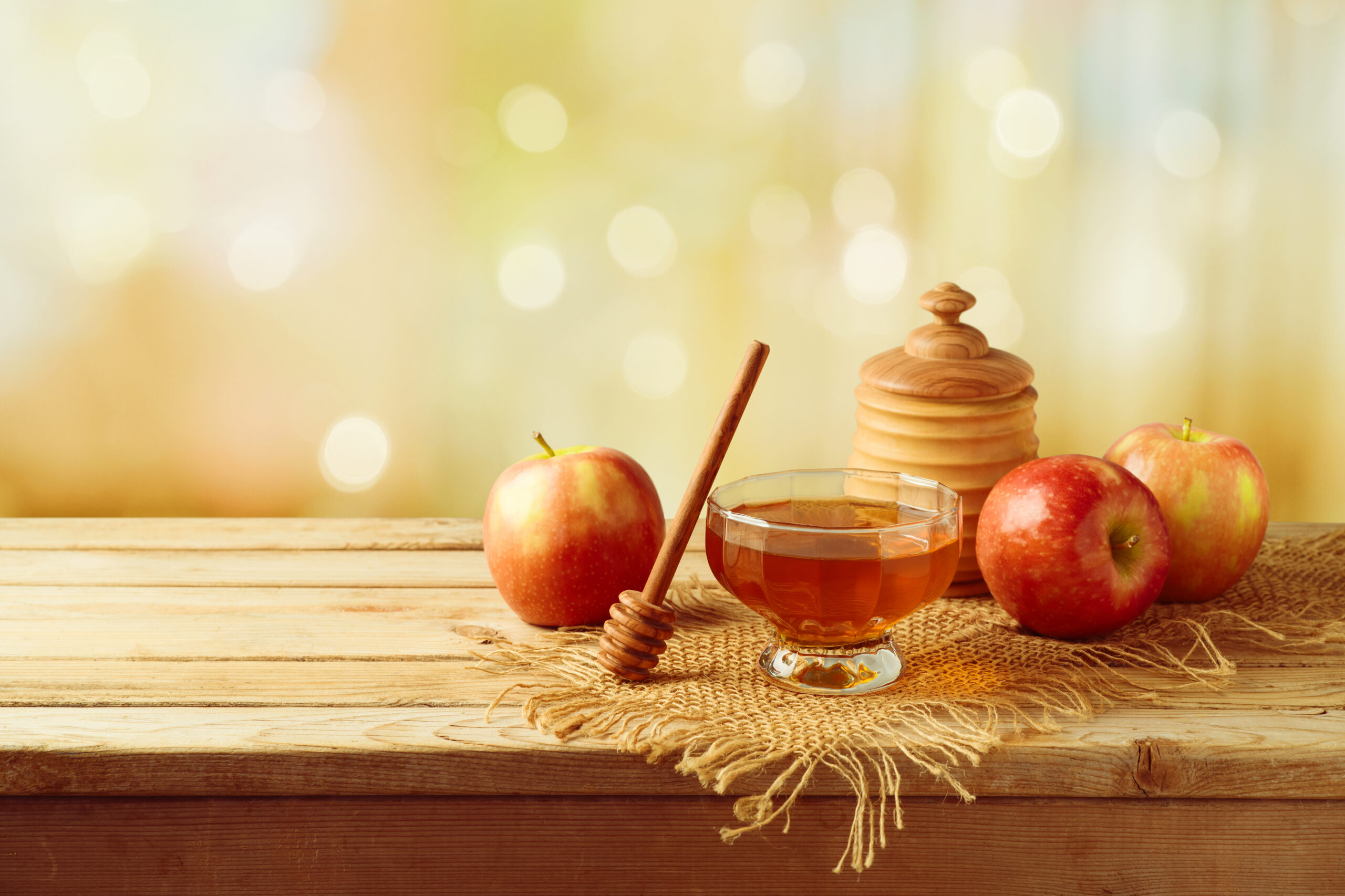 Honey,And,Apples,On,Wooden,Table.,Jewish,Holiday,Rosh,Hashanah