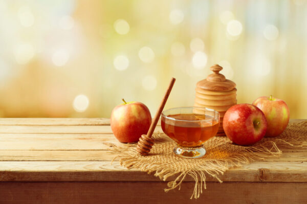 Honey,And,Apples,On,Wooden,Table.,Jewish,Holiday,Rosh,Hashanah