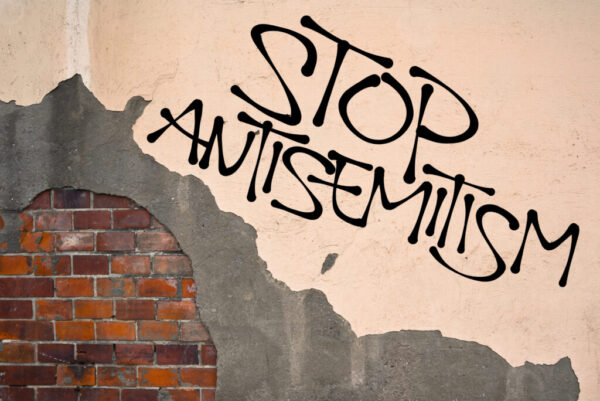 Stop,Antisemitism,-,Handwritten,Graffiti,Sprayed,On,The,Wall,,Anarchist